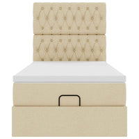 Struttura Letto Pouf con Materasso Crema 100x200 cm in Tessuto 3314070