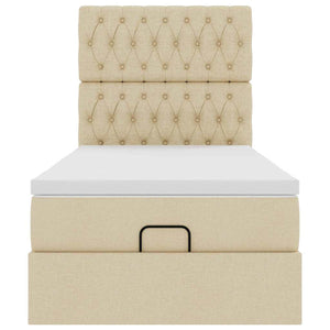 Struttura Letto Pouf con Materasso Crema 100x200 cm in Tessuto 3314070