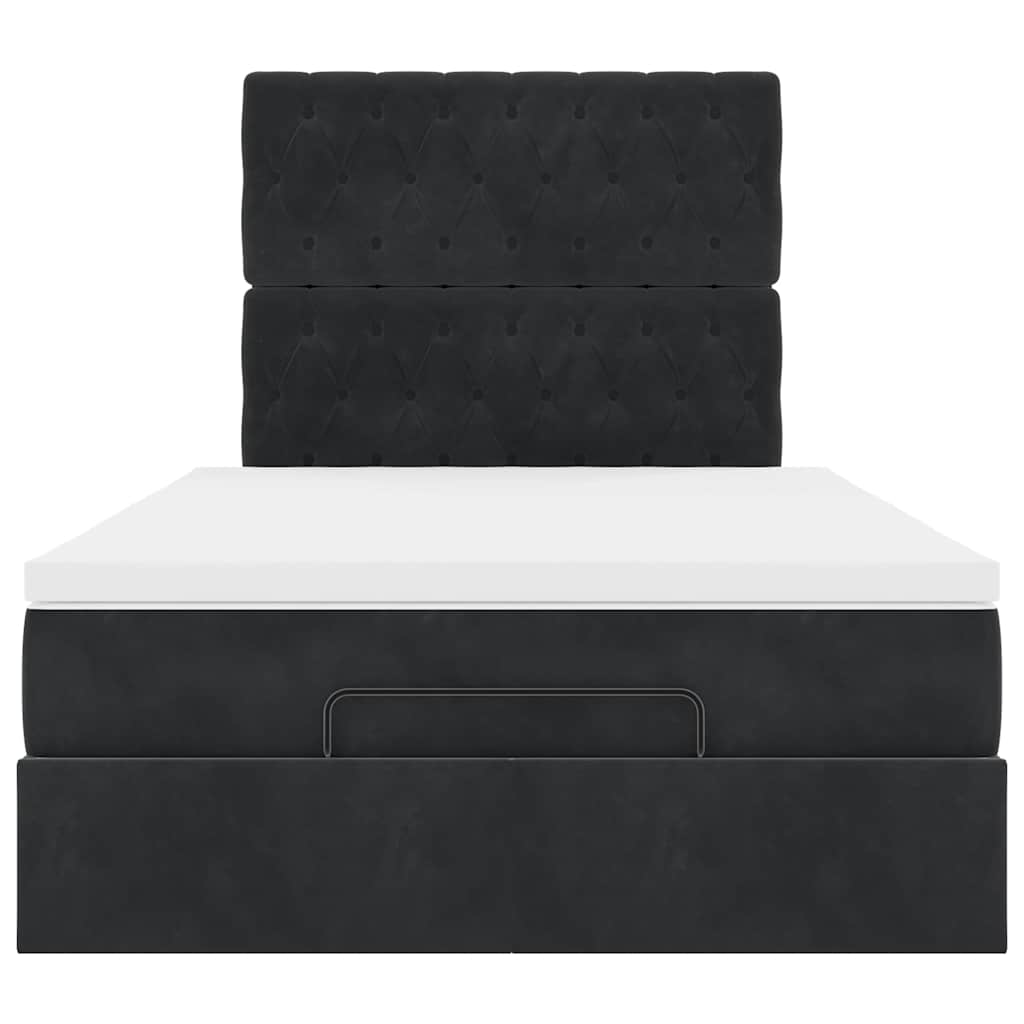 vidaXL Struttura Letto Pouf con Materasso Nero 120x190 cm in Tessuto