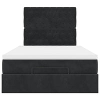 vidaXL Struttura Letto Pouf con Materasso Nero 120x190 cm in Tessuto