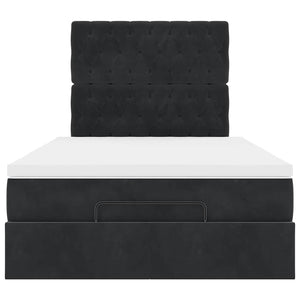 vidaXL Struttura Letto Pouf con Materasso Nero 120x190 cm in Tessuto