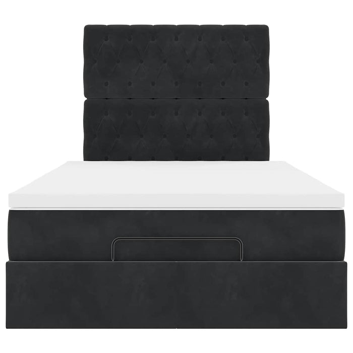 vidaXL Struttura Letto Pouf con Materasso Nero 120x190 cm in Tessuto