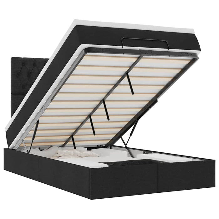 vidaXL Struttura Letto Pouf con Materasso Nero 120x200 cm in Tessuto