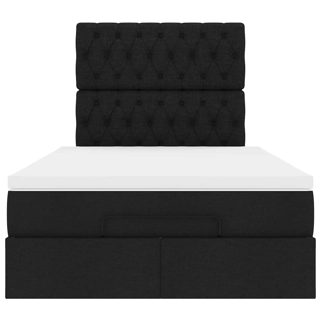 vidaXL Struttura Letto Pouf con Materasso Nero 120x200 cm in Tessuto