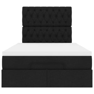 vidaXL Struttura Letto Pouf con Materasso Nero 120x200 cm in Tessuto