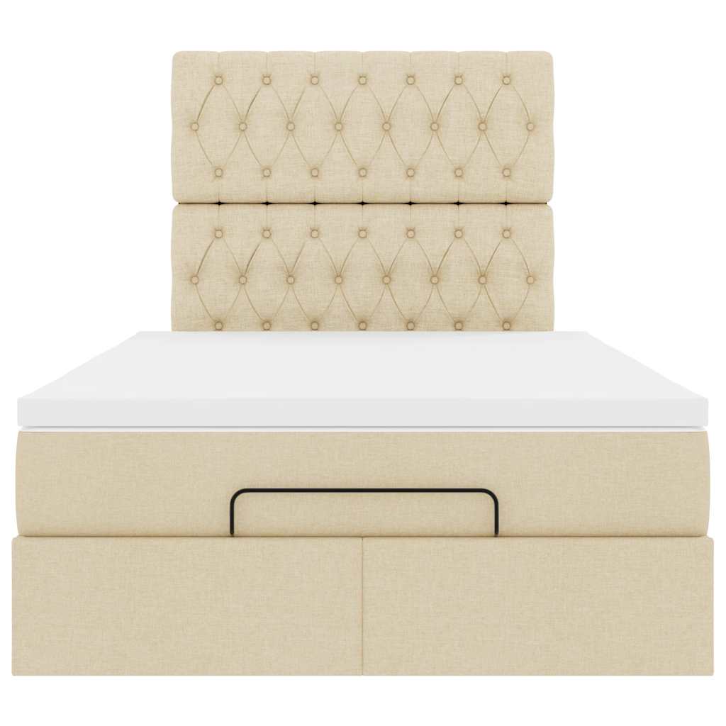vidaXL Struttura Letto Pouf con Materasso Crema 120x200 cm in Tessuto