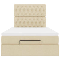 vidaXL Struttura Letto Pouf con Materasso Crema 120x200 cm in Tessuto