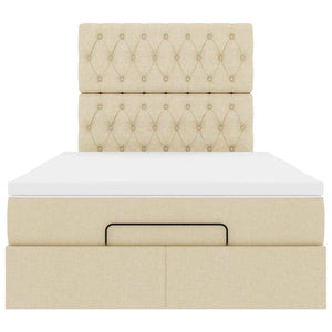 vidaXL Struttura Letto Pouf con Materasso Crema 120x200 cm in Tessuto