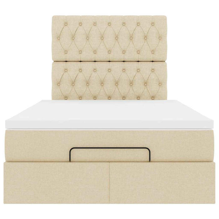 vidaXL Struttura Letto Pouf con Materasso Crema 120x200 cm in Tessuto