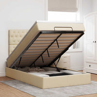 vidaXL Struttura Letto Pouf con Materasso Crema 120x200 cm in Tessuto