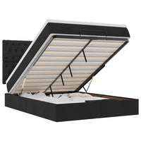 vidaXL Struttura Letto Pouf con Materasso Nero 140x190 cm in Tessuto