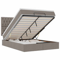 Struttura Letto Pouf con Materasso Tortora 140x190 cm Tessuto 3314090