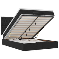 vidaXL Struttura Letto Pouf con Materasso Nero 140x200 cm in Tessuto