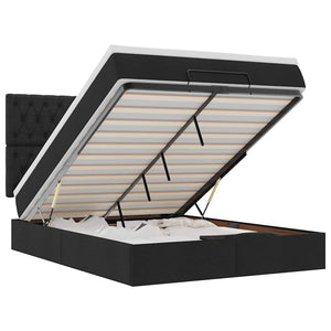 vidaXL Struttura Letto Pouf con Materasso Nero 140x200 cm in Tessuto