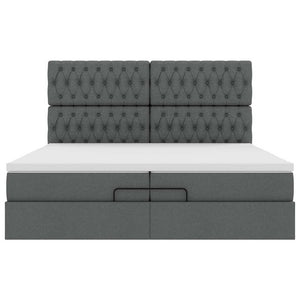 Struttura Letto Pouf con Materassi 200x200 cm in Tessuto