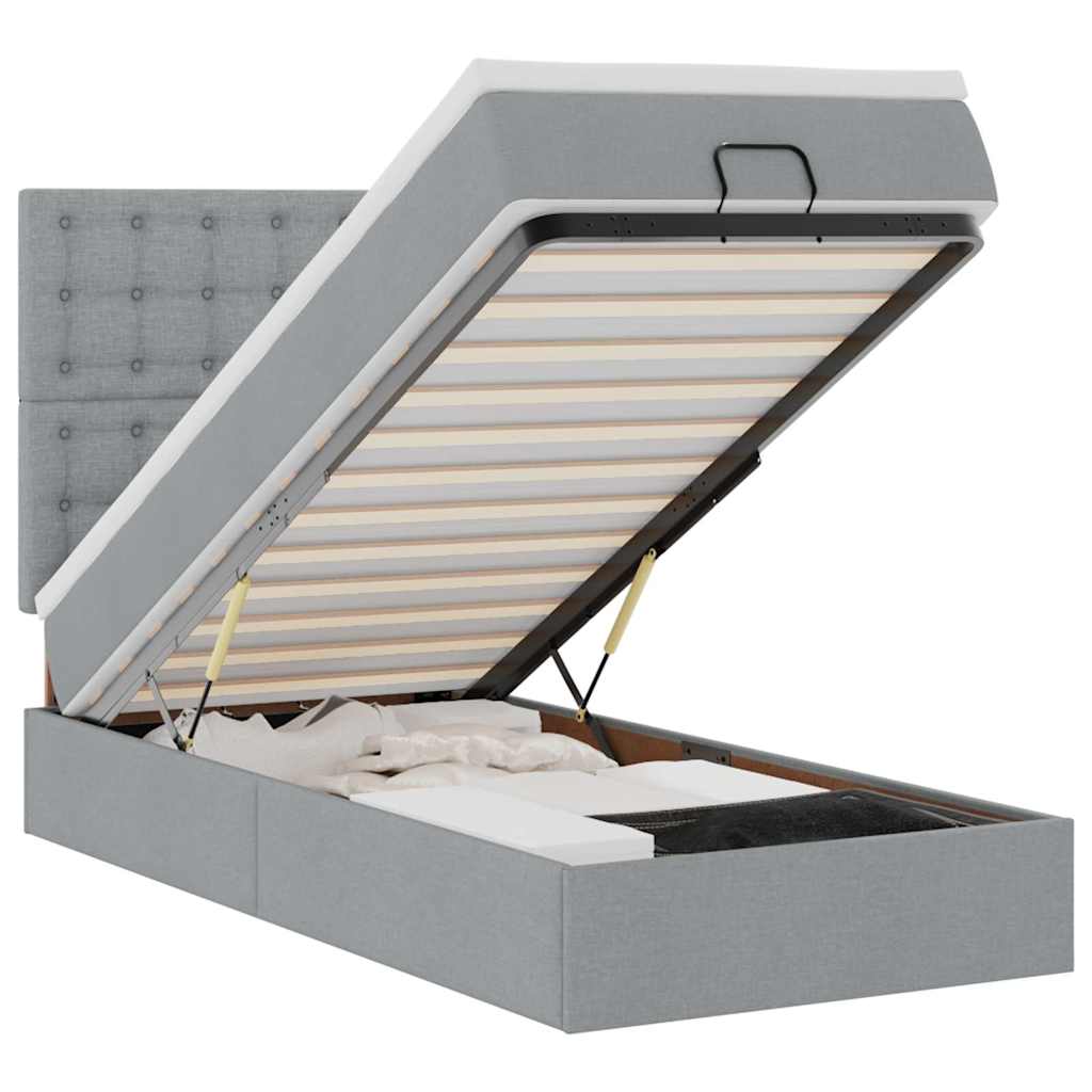 vidaXL Pouf Letto con Materasso e LED Grigio Chiaro 80x200cm Tessuto