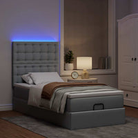vidaXL Pouf Letto con Materasso e LED Grigio Chiaro 80x200cm Tessuto
