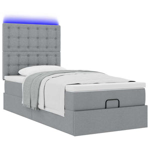 vidaXL Pouf Letto con Materasso e LED Grigio Chiaro 80x200cm Tessuto