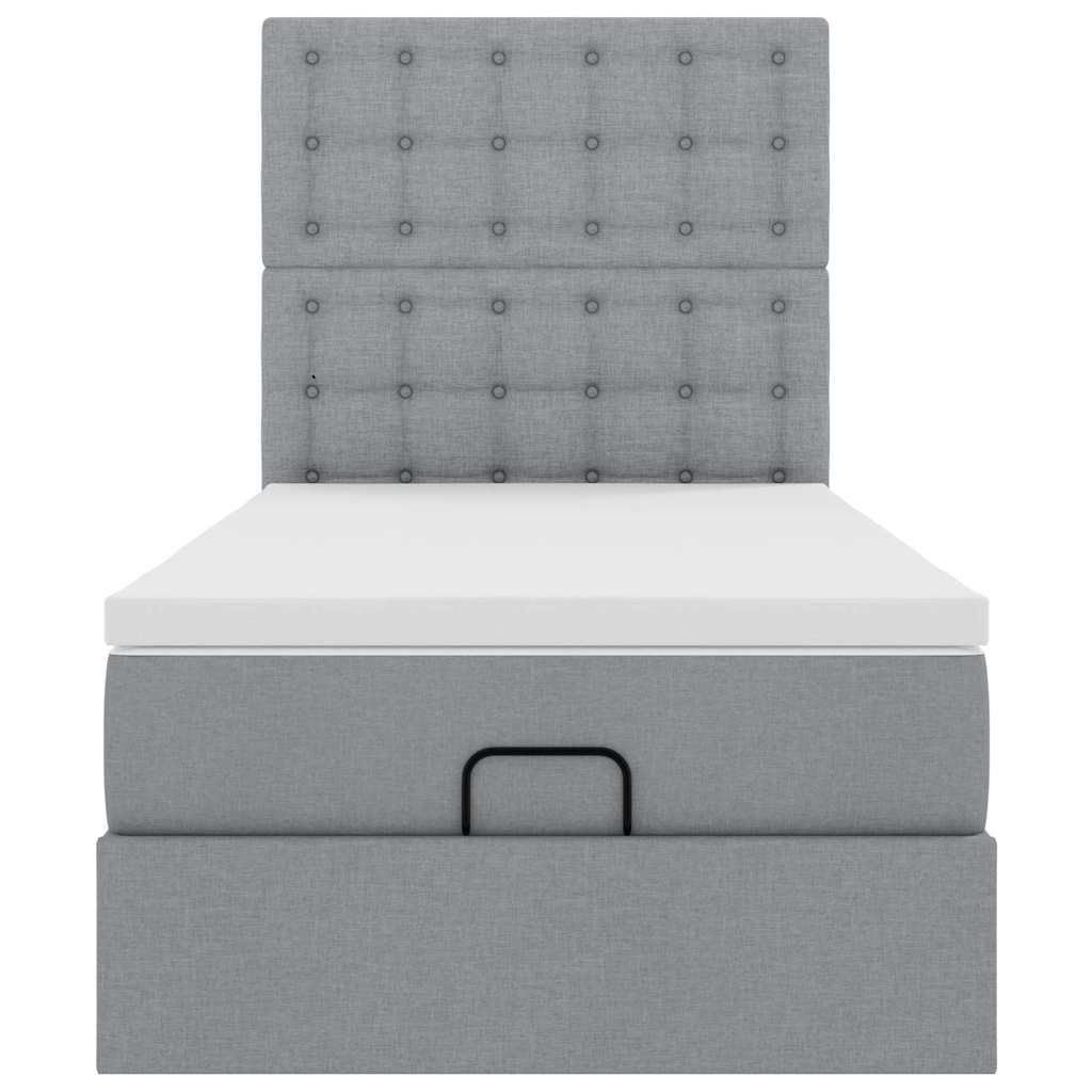 vidaXL Pouf Letto con Materasso e LED Grigio Chiaro 80x200cm Tessuto
