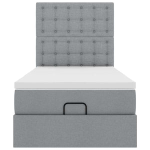 vidaXL Pouf Letto con Materasso e LED Grigio Chiaro 80x200cm Tessuto