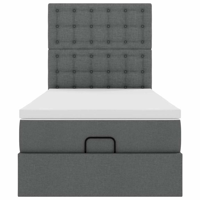 Pouf Letto con Materasso e LED Grigio Scuro 80x200cm in Tessuto