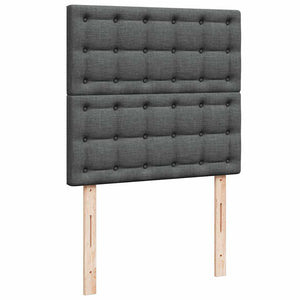 Pouf Letto con Materasso e LED Grigio Scuro 80x200cm in Tessuto