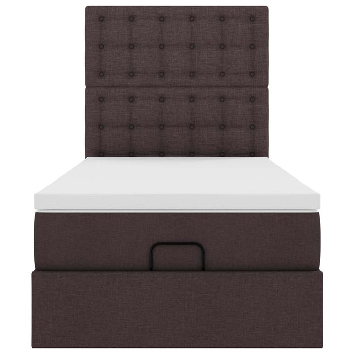 Pouf Letto con Materasso e LED Marrone Scuro 90x200 cm Tessuto 3314144