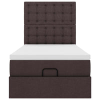 vidaXL Pouf Letto con Materasso e LED Marrone Scuro 90x200 cm Tessuto