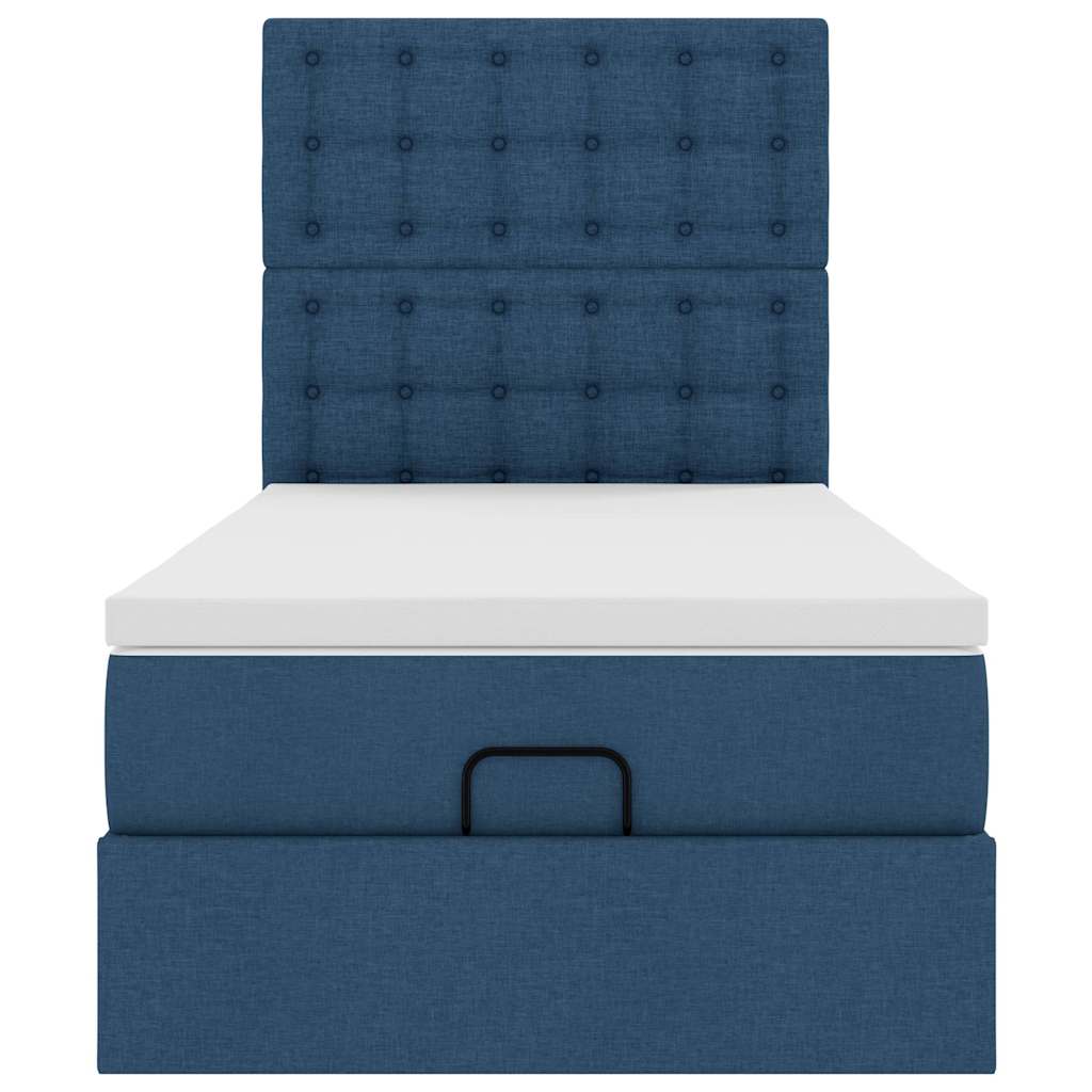 vidaXL Pouf Letto con Materasso e LED Blu 90x200 cm in Tessuto