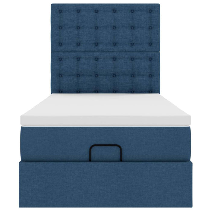 vidaXL Pouf Letto con Materasso e LED Blu 90x200 cm in Tessuto