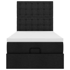 Struttura Letto Pouf con Materasso Nero 100x200 cm in Tessuto 3314150