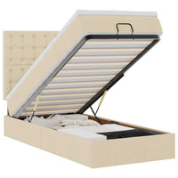 vidaXL Struttura Letto Pouf con Materasso Crema 100x200 cm in Tessuto