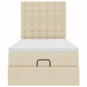 Struttura Letto Pouf con Materasso Crema 100x200 cm in Tessuto 3314153