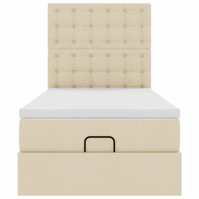 Struttura Letto Pouf con Materasso Crema 100x200 cm in Tessuto 3314153