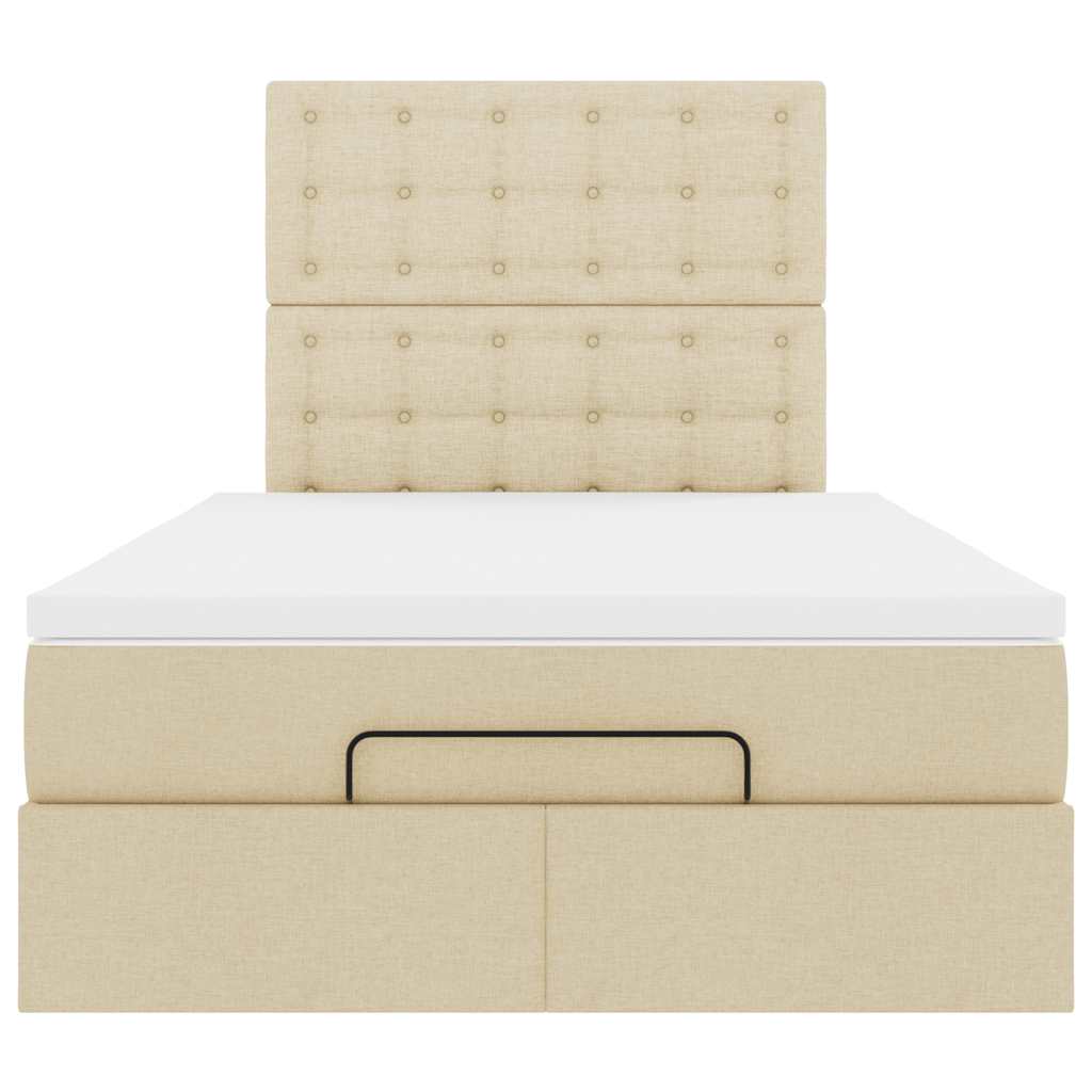 Struttura Letto Pouf con Materasso Crema 120x190 cm in Tessuto 3314160