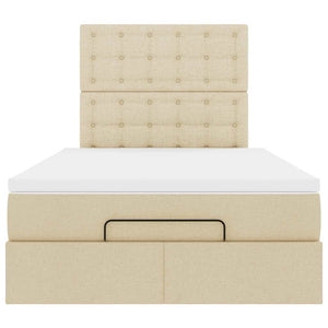 Struttura Letto Pouf con Materasso Crema 120x190 cm in Tessuto 3314160