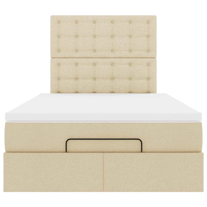 Struttura Letto Pouf con Materasso Crema 120x190 cm in Tessuto 3314160
