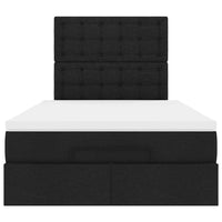 vidaXL Struttura Letto Pouf con Materasso Nero 120x200 cm in Tessuto