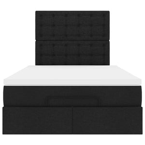 vidaXL Struttura Letto Pouf con Materasso Nero 120x200 cm in Tessuto