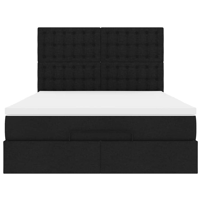 vidaXL Struttura Letto Pouf con Materasso Nero 140x190 cm in Tessuto
