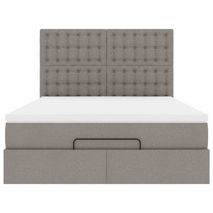 Struttura Letto Pouf con Materasso Tortora 140x200cm in Tessuto 3314180