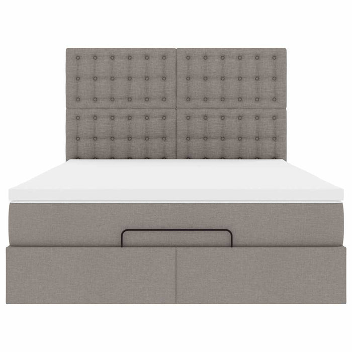 Struttura Letto Pouf con Materasso Tortora 140x200cm in Tessuto 3314180