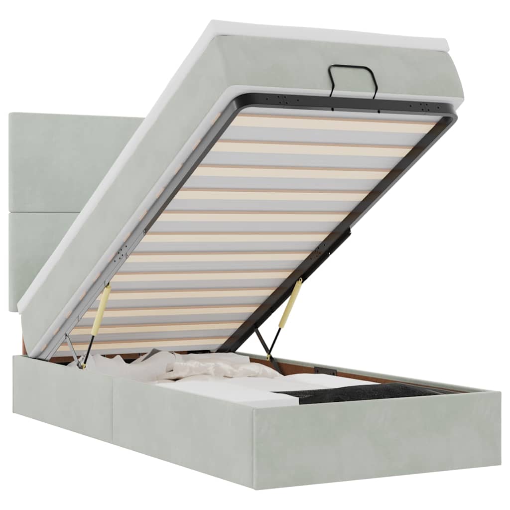 Struttura Letto Pouf con Materassi 80x200 cm in Velluto