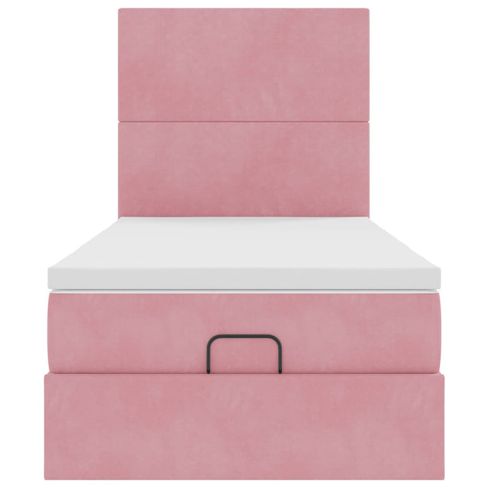 Struttura Letto Pouf con Materassi Rosa 90x190 cm in Velluto 3314221