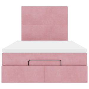 Struttura Letto Pouf con Materassi Rosa 120x190 cm Velluto