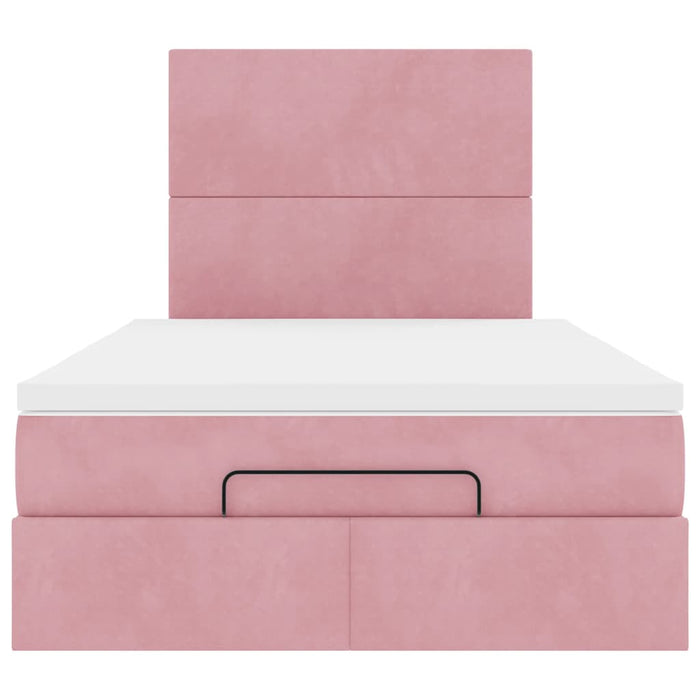 Struttura Letto Pouf con Materassi Rosa 120x190 cm Velluto