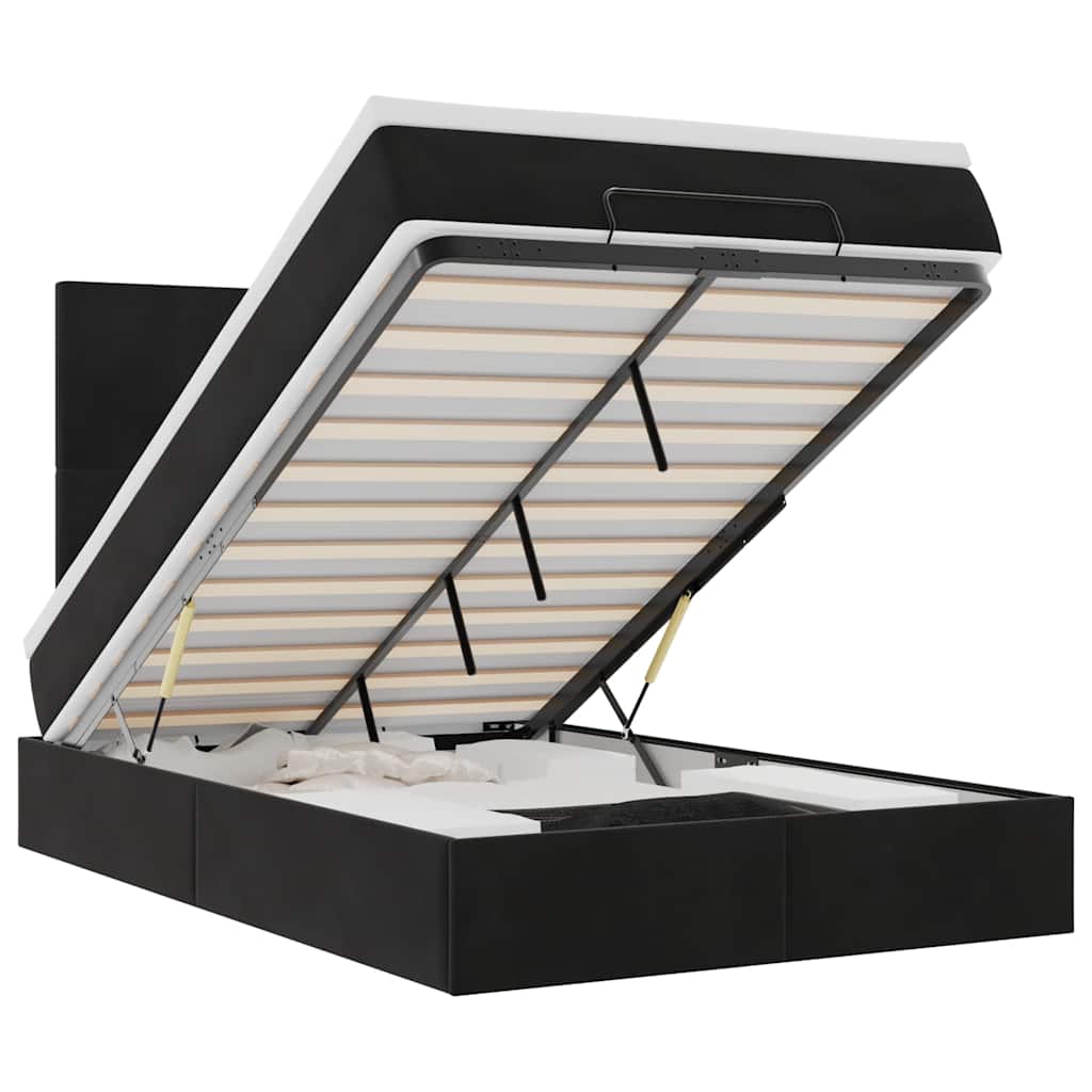 vidaXL Struttura Letto Pouf con Materassi Nero 120x200 cm Velluto