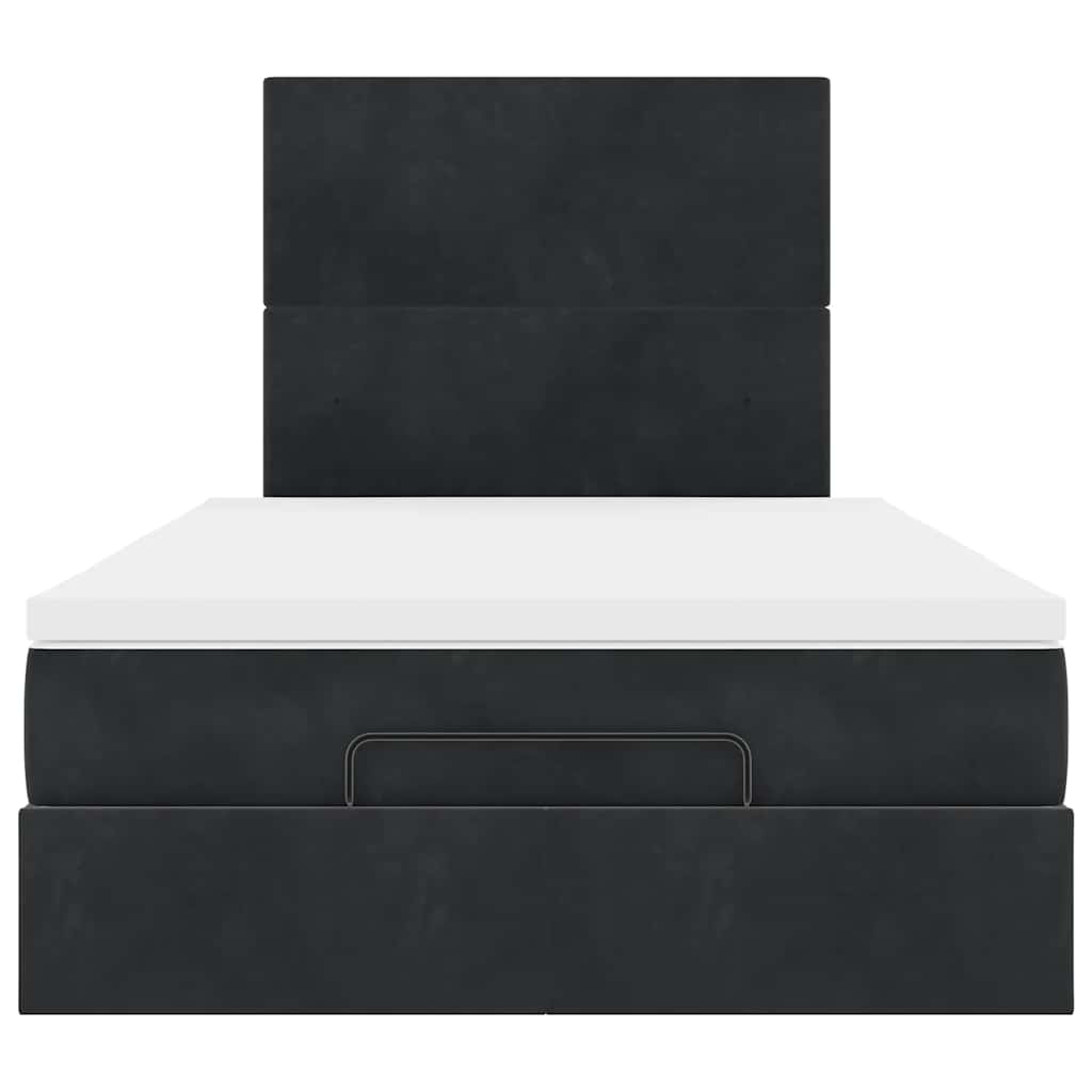 vidaXL Struttura Letto Pouf con Materassi Nero 120x200 cm Velluto