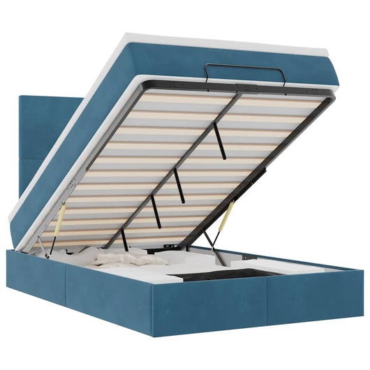 Struttura Letto Pouf con Materassi Blu Scuro 120x200 cm Velluto 3314244