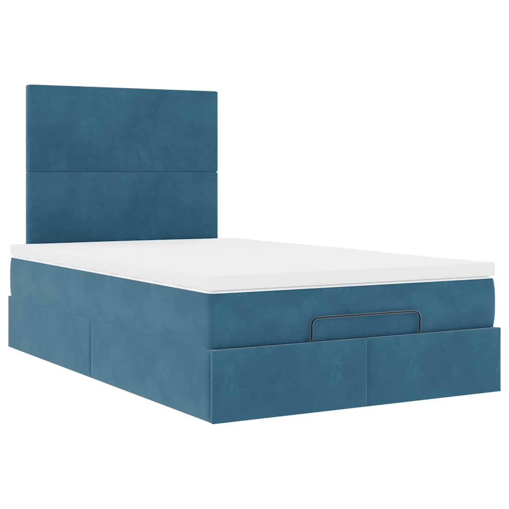 Struttura Letto Pouf con Materassi Blu Scuro 120x200 cm Velluto 3314244